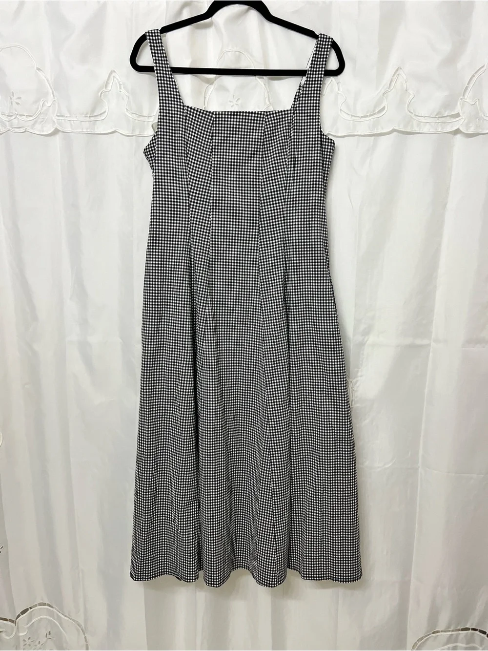 NWOT Abercrombie & Fitch Flowy Midi Dress Black Gingham Large Petite LP